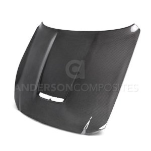 Ford Mustang Hood - Anderson Composites - Double Sided Carbon Fiber - Carbon Fiber - `15-`20
